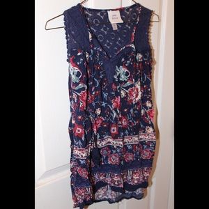 Floral blue blouse tanktop shirt